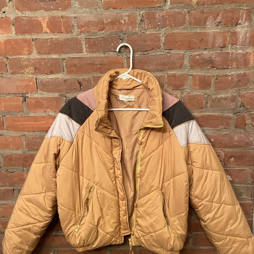 Wishlist women's puff chevron color block storm flap jacket.